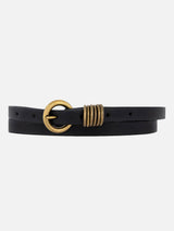 Alie Skinny Leather Belt - Black