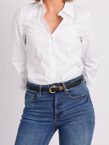 Alie Skinny Leather Belt - Black