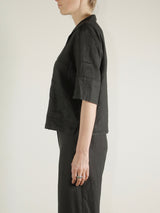Elliott PJ Top in French Linen - Black
