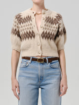 Molly Puff Sleeve Cardigan in Fairisle