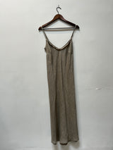 Farrah Slip Dress in French Linen - Olive