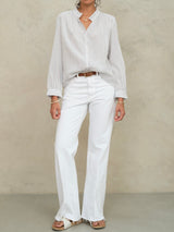 Chrissie Long Sleeve Top - White Stripe