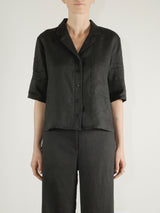 Elliott PJ Top in French Linen - Black