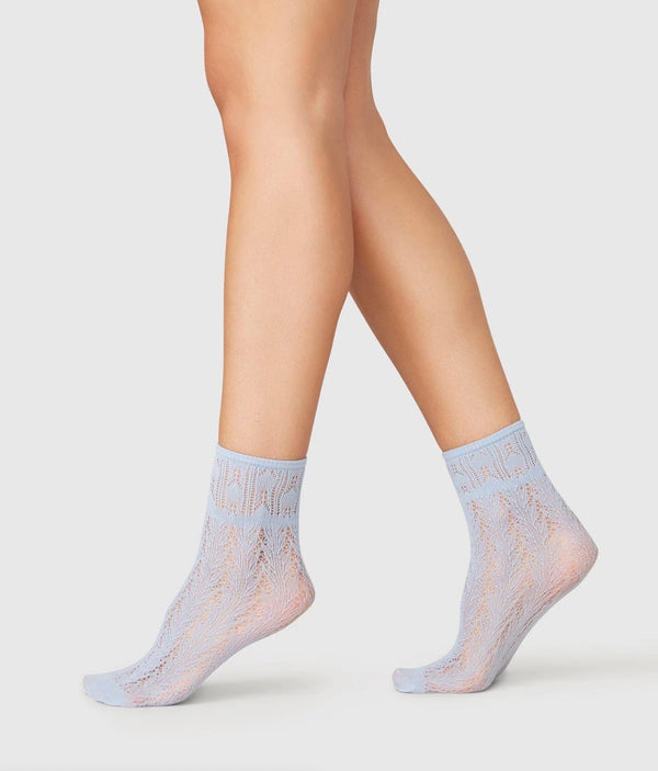 Swedish Stockings Erica Crochet Socks - Dusty Blue