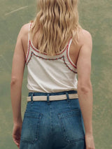 The Beaded Slim Tank - Washed White