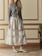 The Rosette Crochet Canary Skirt - Cream