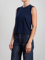 Ava Crop Tank in Supima Slub - Midnight