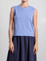 Ava Crop Tank in Supima Slub - Blue Jay