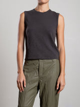 Ava Crop Tank in Supima Slub - Carbon