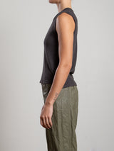 Ava Crop Tank in Supima Slub - Carbon