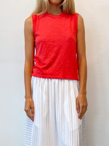 Ava Crop Tank in Supima Slub - Poppy