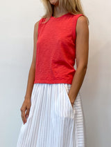 Ava Crop Tank in Supima Slub - Poppy