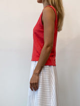 Ava Crop Tank in Supima Slub - Poppy
