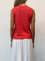 Ava Crop Tank in Supima Slub - Poppy