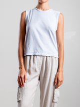 Ava Crop Tank in Supima Slub - Sky