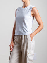 Ava Crop Tank in Supima Slub - Sky