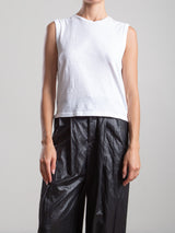 Ava Crop Tank in Supima Slub - White
