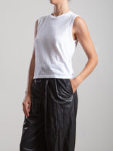 Ava Crop Tank in Supima Slub - White