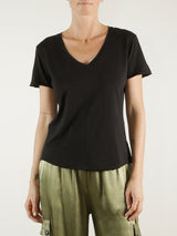 Classic V-Neck Tee in Supima Slub - Black