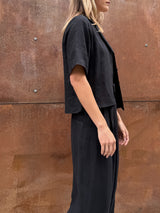 Elliott PJ Top in French Linen - Black