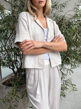 Elliott PJ Top in French Linen - Cement