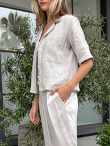 Elliott PJ Top in French Linen - Cement