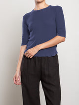 Giada Slim Crew in Lightweight Rib - Blueberry