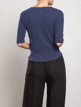 Giada Slim Crew in Lightweight Rib - Blueberry