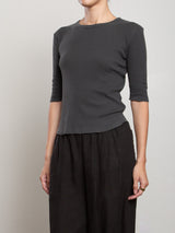 Giada Slim Crew in Lightweight Rib - Vintage Black