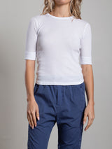 Giada Slim Crew in Lightweight Rib - White