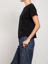 Kerri Boxy Crop Tee in Supima Slub - Black