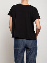 Kerri Boxy Crop Tee in Supima Slub - Black
