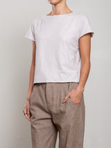 Kerri Boxy Crop Tee in Supima Slub - Fog