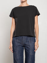 Kerri Boxy Crop Tee in Supima Slub - Vintage Black