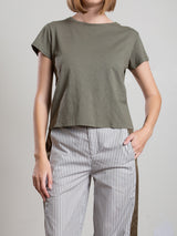 Kerri Boxy Crop Tee in Supima Slub - Artichoke