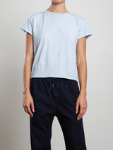 Kerri Boxy Crop Tee in Supima Slub - Sky