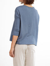 Tommy Boxy Tee in Supima Slub - Denim