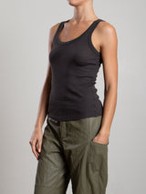 Cass Tank in Lightweight Rib - Carbon