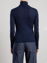 Cleo Turtleneck in Lightweight Rib - Midnight