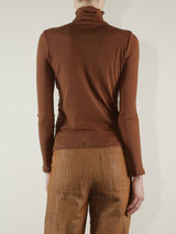 Cleo Turtleneck in Lightweight Rib - Umber