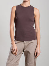 Athena Hi-Neck Tank in Lightweight Rib - Bittersweet