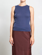 Athena Hi-Neck Tank in Lightweight Rib - Blueberry