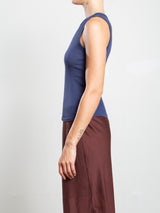 Athena Hi-Neck Tank in Lightweight Rib - Blueberry