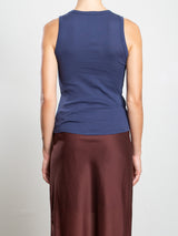 Athena Hi-Neck Tank in Lightweight Rib - Blueberry