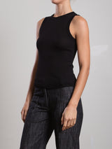 Athena Hi-Neck Tank in Lightweight Rib - Black