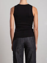 Athena Hi-Neck Tank in Lightweight Rib - Black