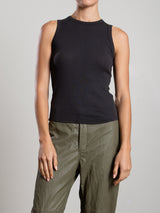 Athena Hi-Neck Tank in Lightweight Rib - Carbon