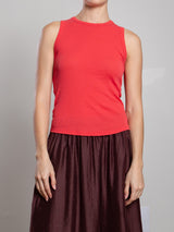 Athena Hi-Neck Tank in Lightweight Rib - Poppy