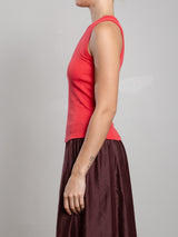 Athena Hi-Neck Tank in Lightweight Rib - Poppy