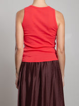 Athena Hi-Neck Tank in Lightweight Rib - Poppy